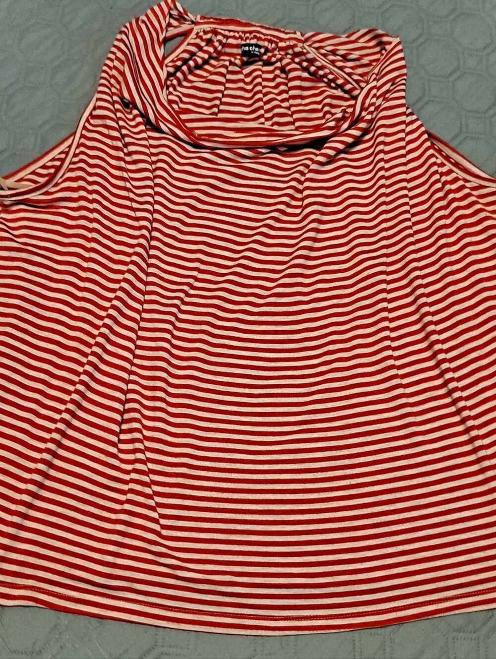 Cha Cha Vente Women’s Red & White Striped Sleeveless Top Sz XL 4th Of July!